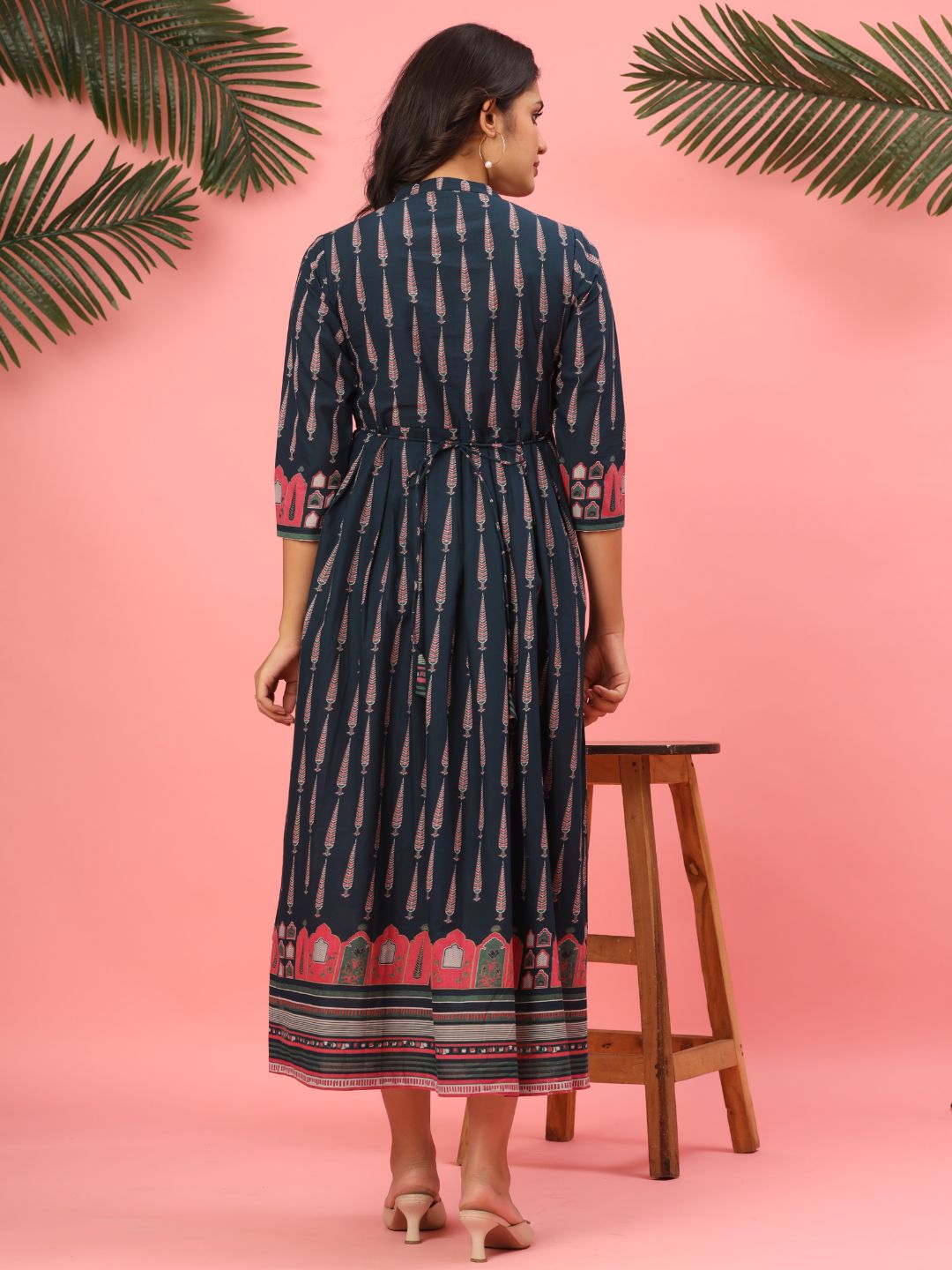 Midnight Indigo Pure Cotton Pleated Maxi