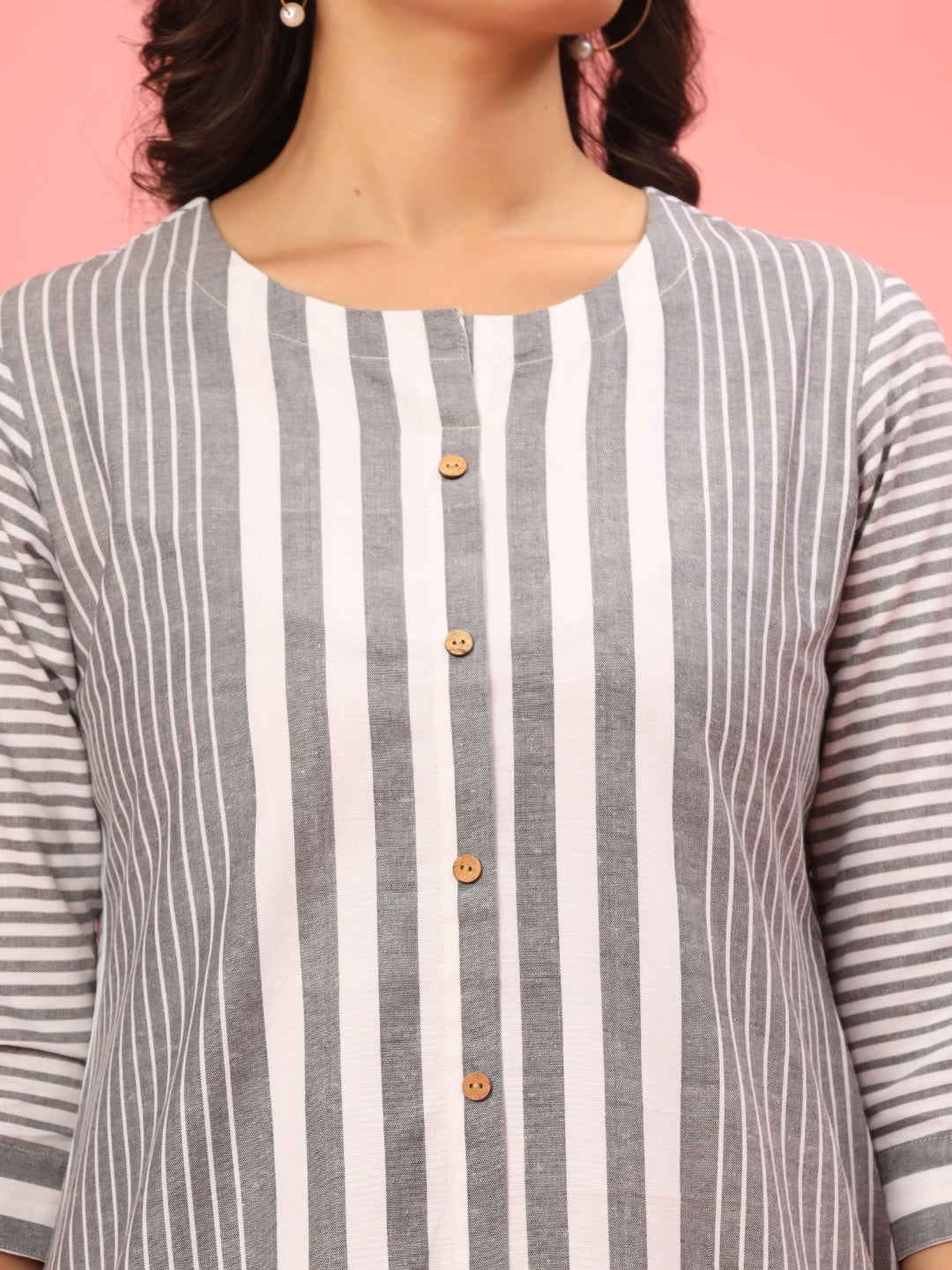 Minimal Mood Grey Striped Cotton Co-ord Set