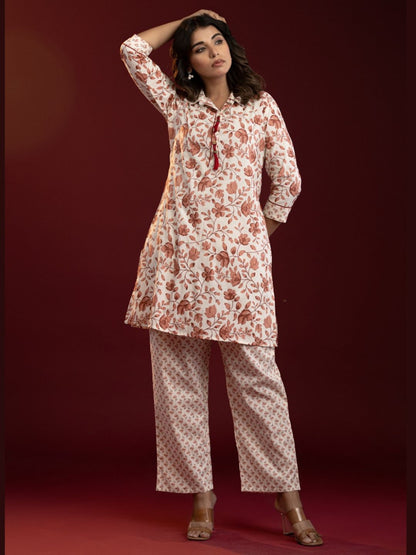 Mocha Blossom – Pure Cotton Co-ord Set