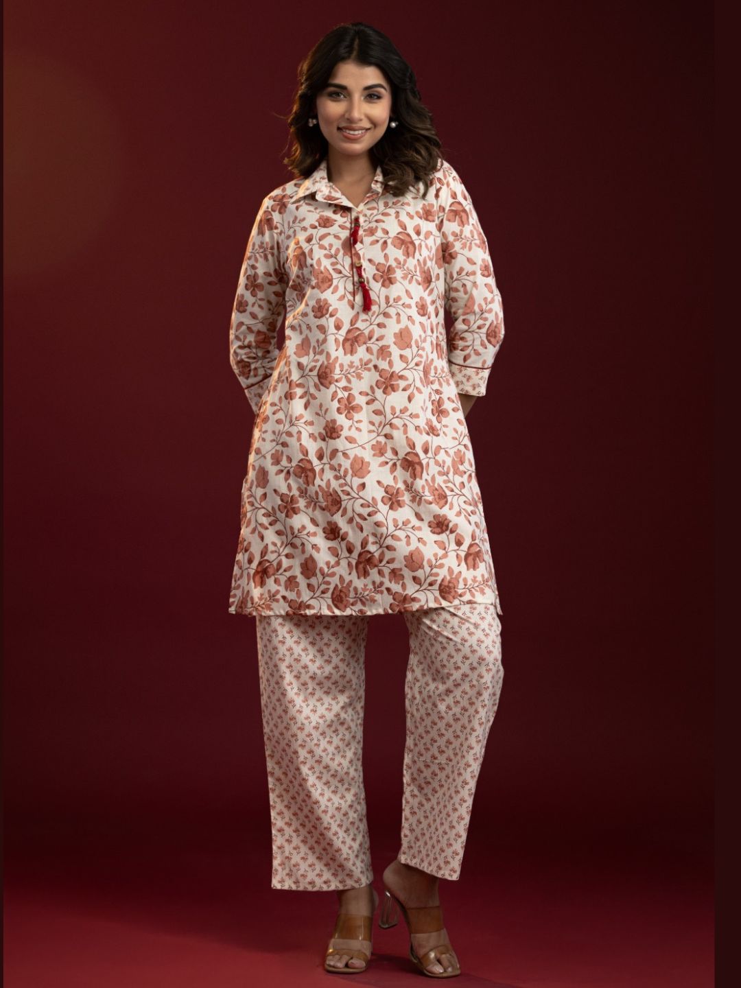 Mocha Blossom – Pure Cotton Co-ord Set