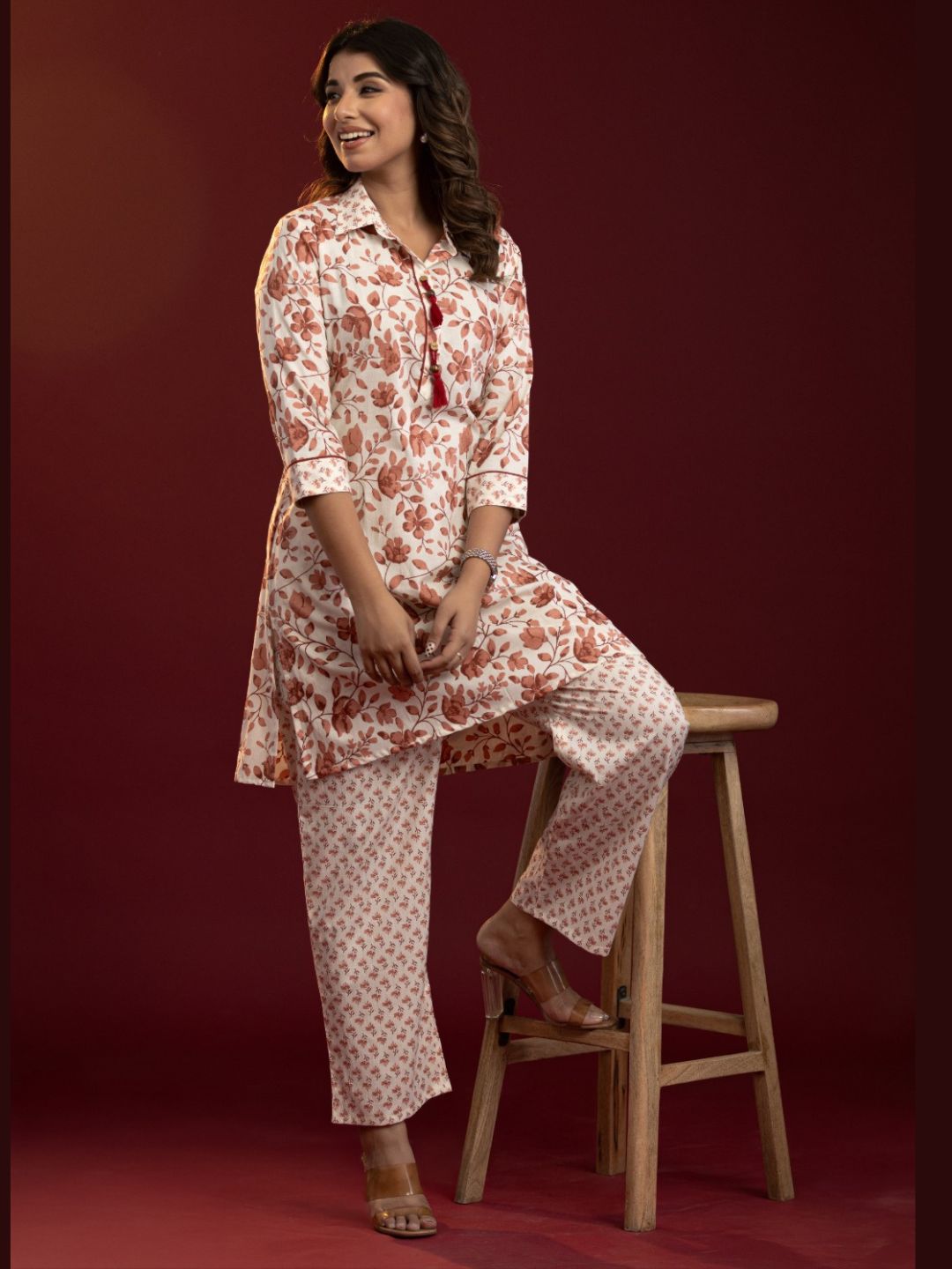 Mocha Blossom – Pure Cotton Co-ord Set
