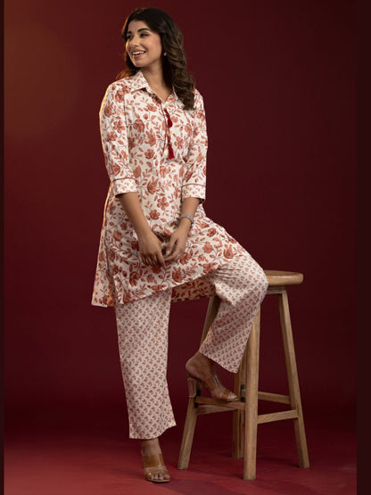 Mocha Blossom – Pure Cotton Co-ord Set