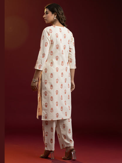 Ivory Bloom Cotton Slub Printed Co-ord Set