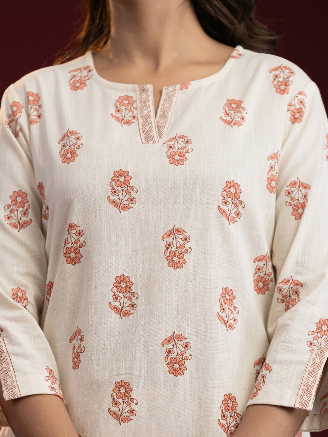Ivory Bloom Cotton Slub Printed Co-ord Set