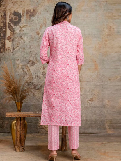 Pink Poetry – Pure Cotton Dupatta Set