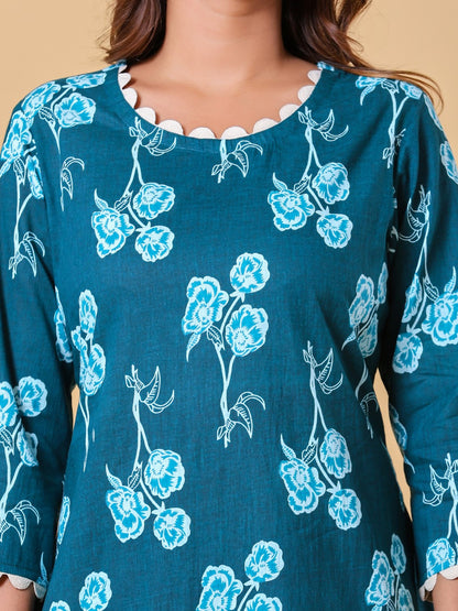 Blue Blooms & Good Vibes Printed Co-ord Set