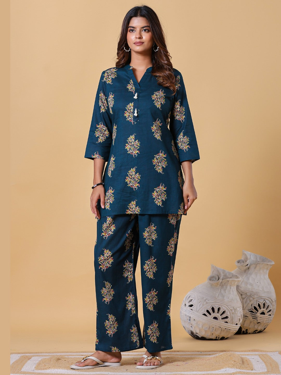 Indigo Bloom Energy Collared Co-ord Set