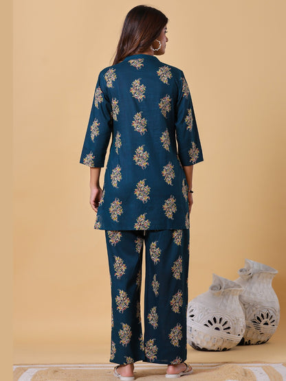 Indigo Bloom Energy Collared Co-ord Set