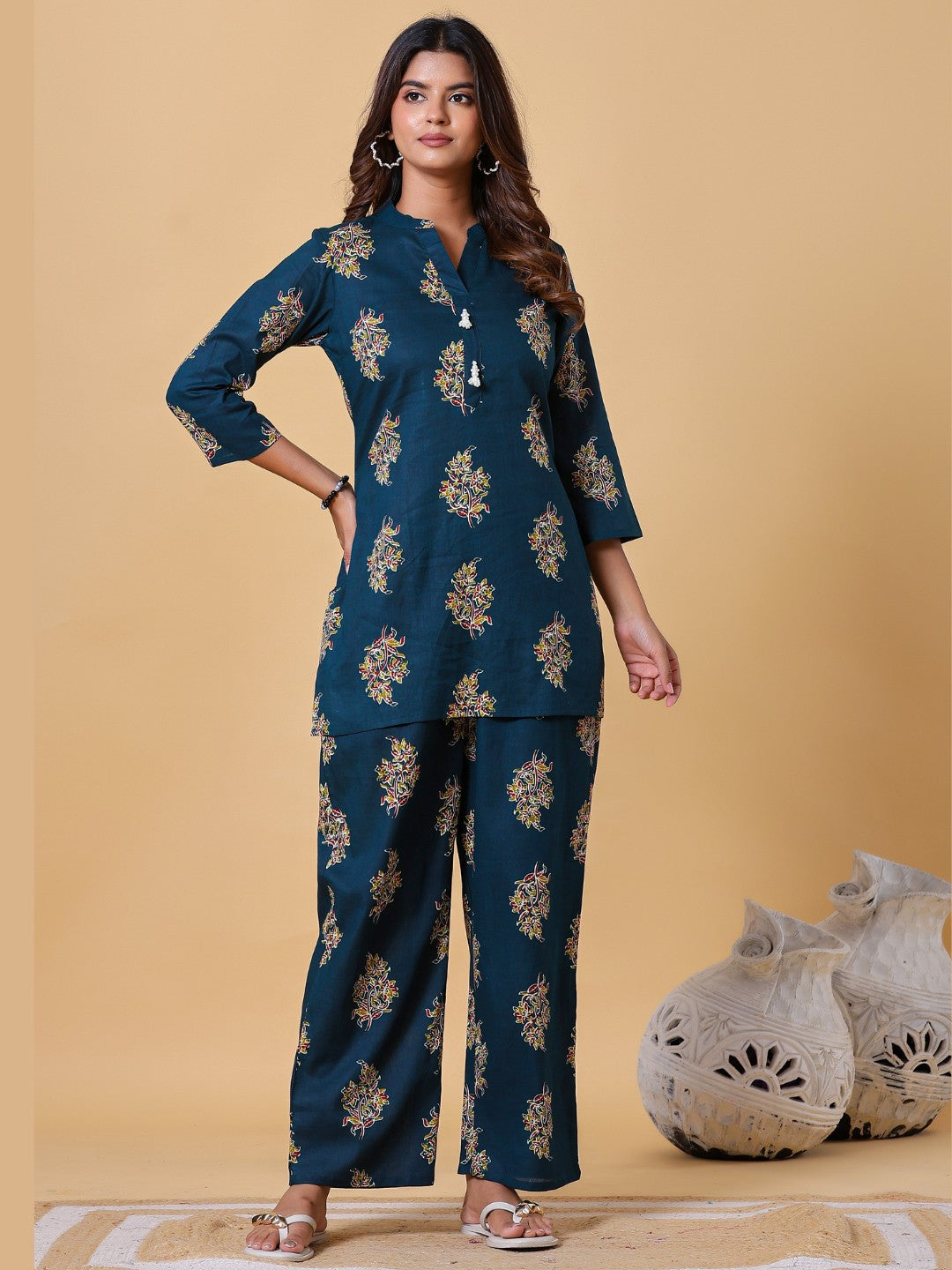 Indigo Bloom Energy Collared Co-ord Set