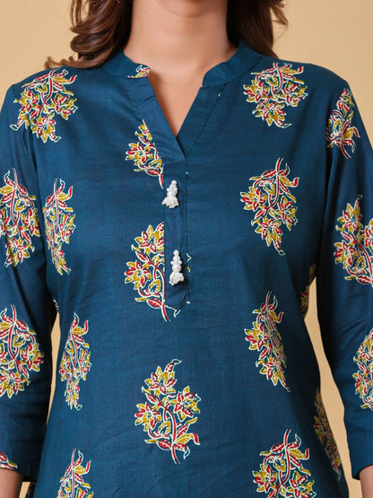 Indigo Bloom Energy Collared Co-ord Set