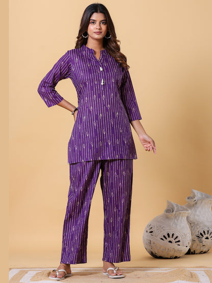 Purple Reign Collared Co-ord Set