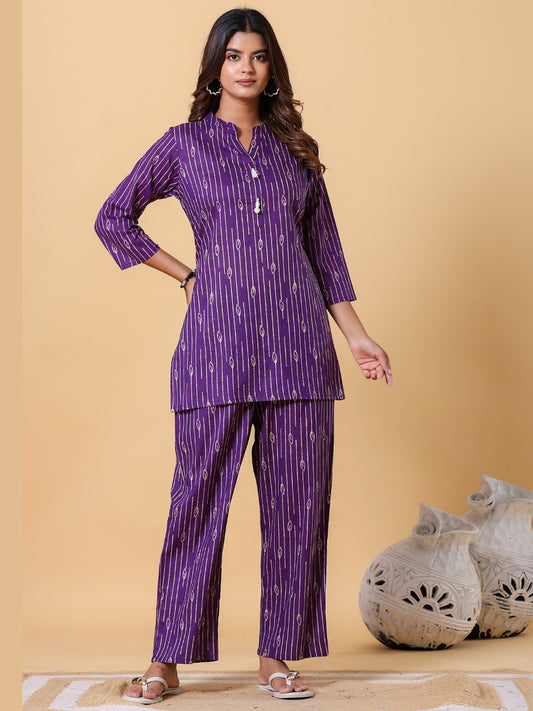 Purple Reign Collared Co-ord Set