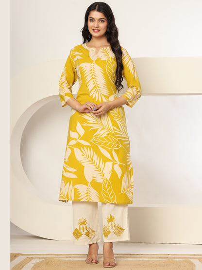 Golden Hour Bloom – Pure Cotton Printed Kurta Pant Set