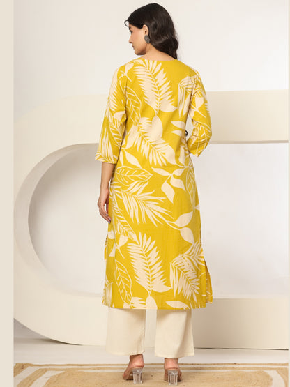 Golden Hour Bloom – Pure Cotton Printed Kurta Pant Set