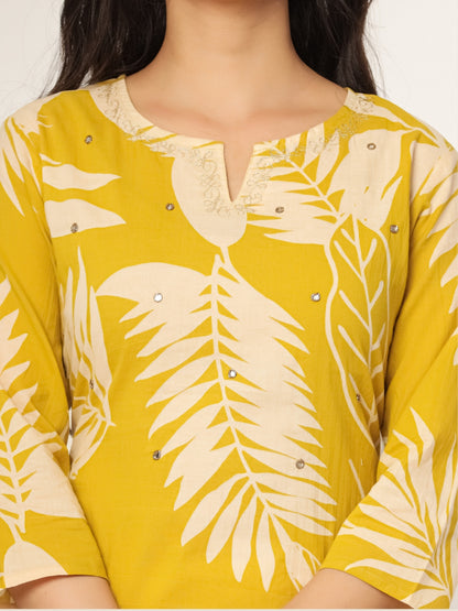 Golden Hour Bloom – Pure Cotton Printed Kurta Pant Set
