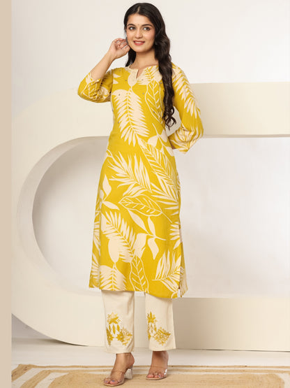 Golden Hour Bloom – Pure Cotton Printed Kurta Pant Set
