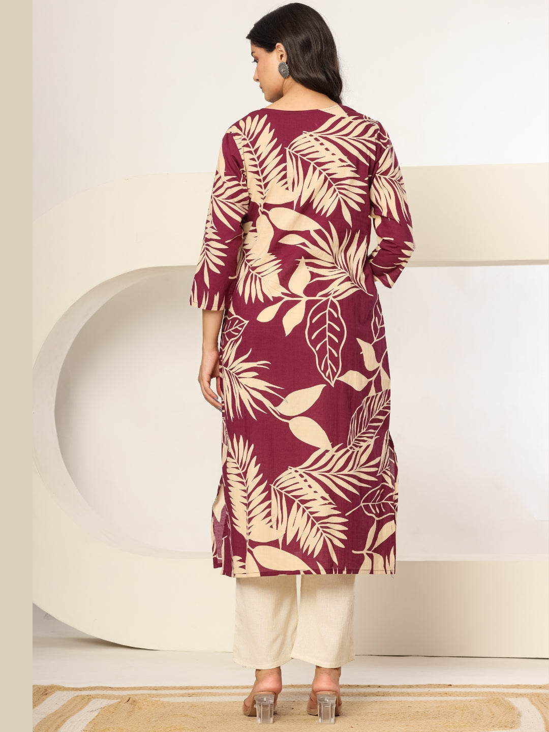 Berry After Dark – Pure Cotton Embellished Kurta Pant Set
