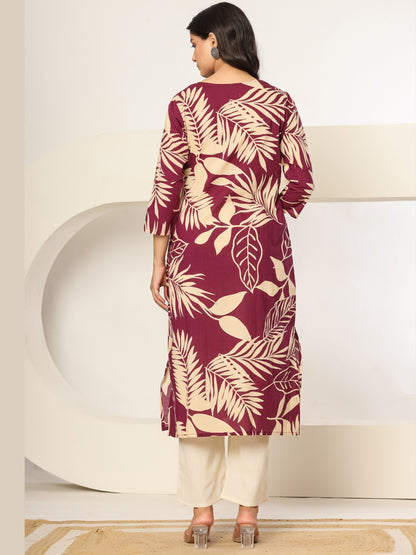 Berry After Dark – Pure Cotton Embellished Kurta Pant Set