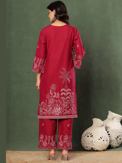 Wine & Unwind – Pure Cotton Printed Kurta Pant Set with Dupatta