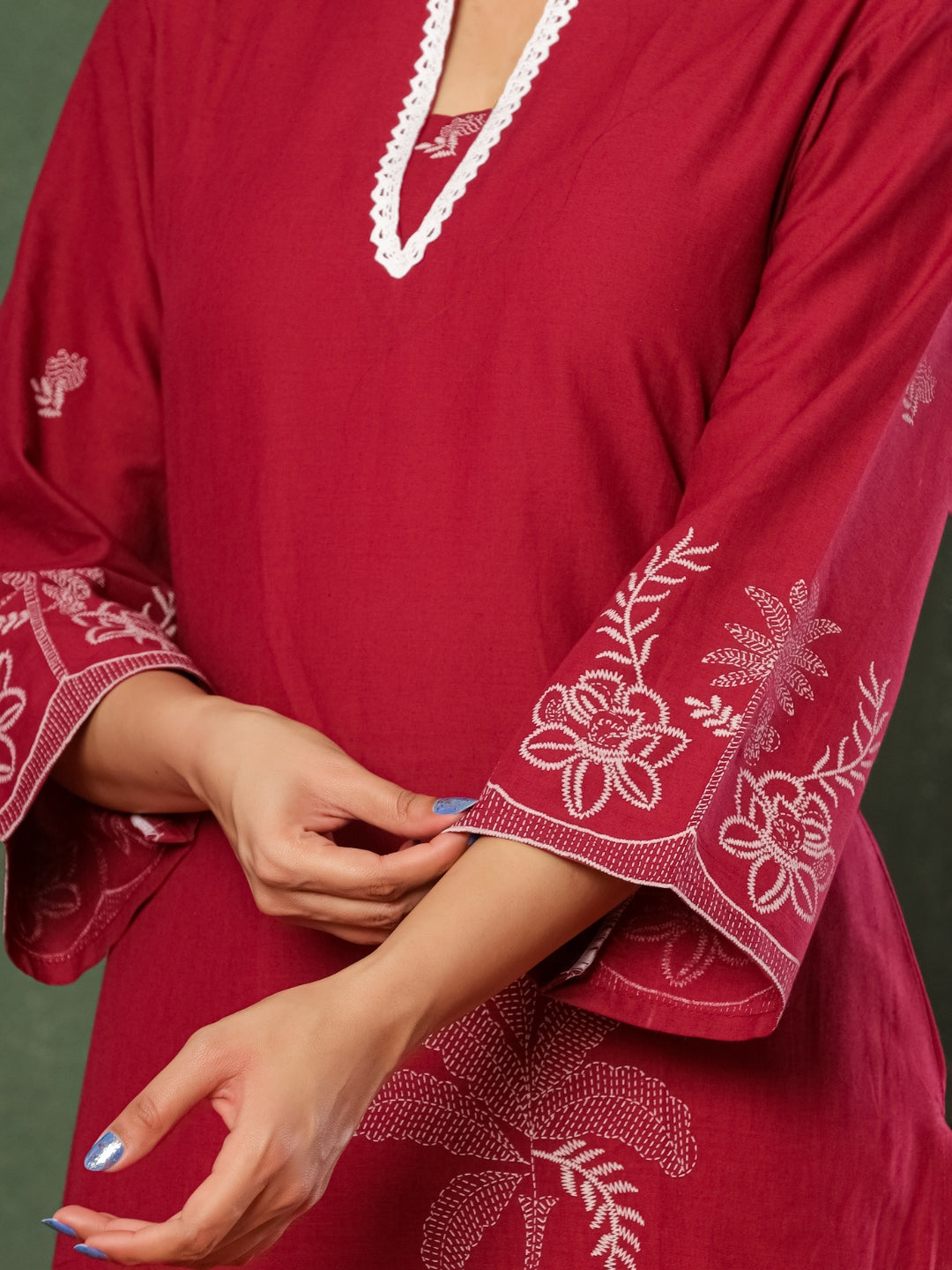 Wine & Unwind – Pure Cotton Printed Kurta Pant Set with Dupatta