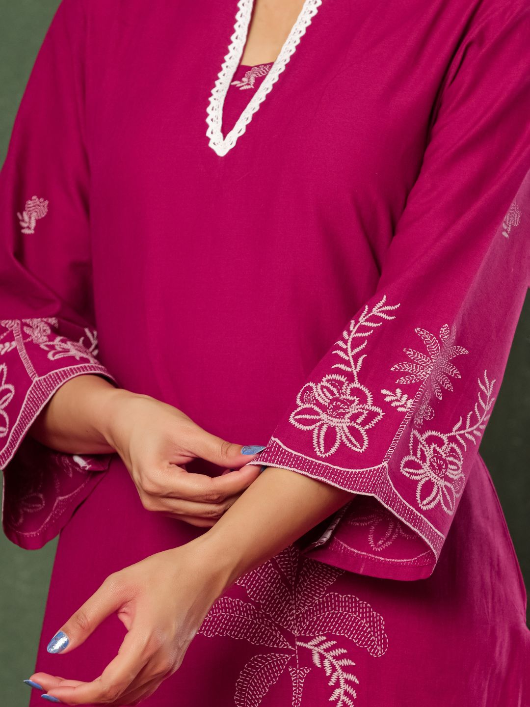 Wine & Unwind – Pure Cotton Printed Kurta Pant Set with Dupatta