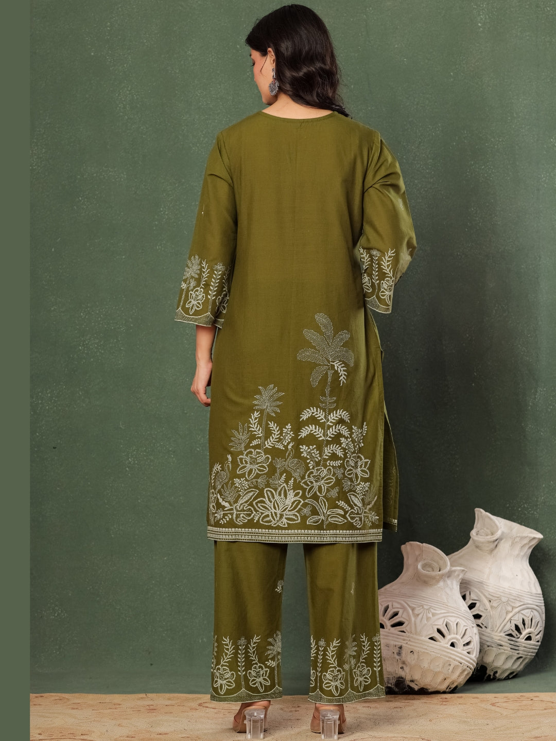 Olive You – Pure Cotton Nature Printed Kurta Pant Set with Dupatta