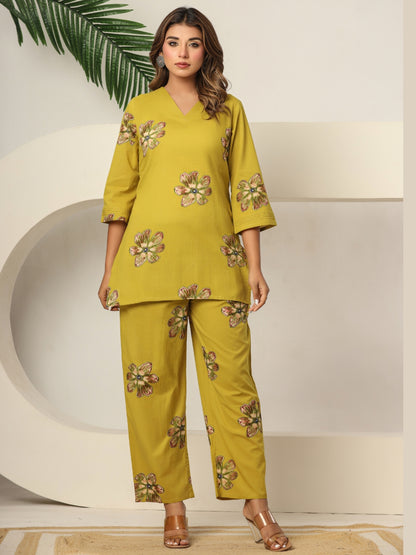 Petal Pop – Pure Cotton Printed Co-ord Set - Sunshine Bloom
