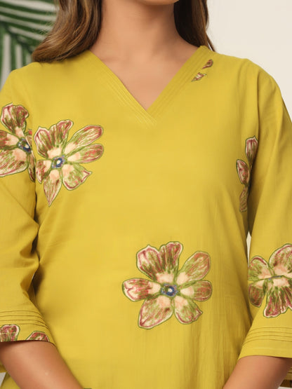 Petal Pop – Pure Cotton Printed Co-ord Set - Sunshine Bloom