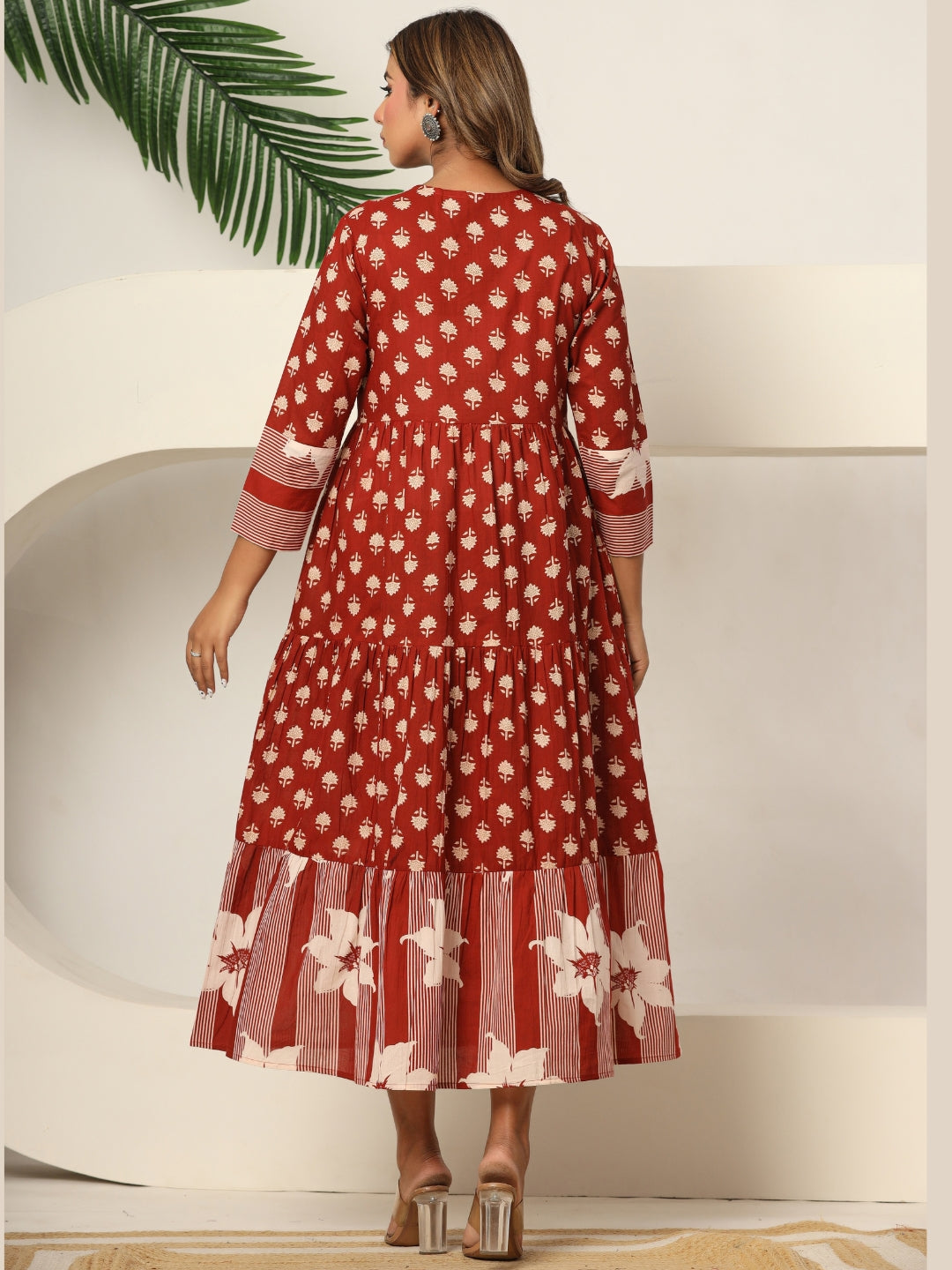 The Gulmohar Edit — Pure Cotton Kantha Mirror-Work Dress