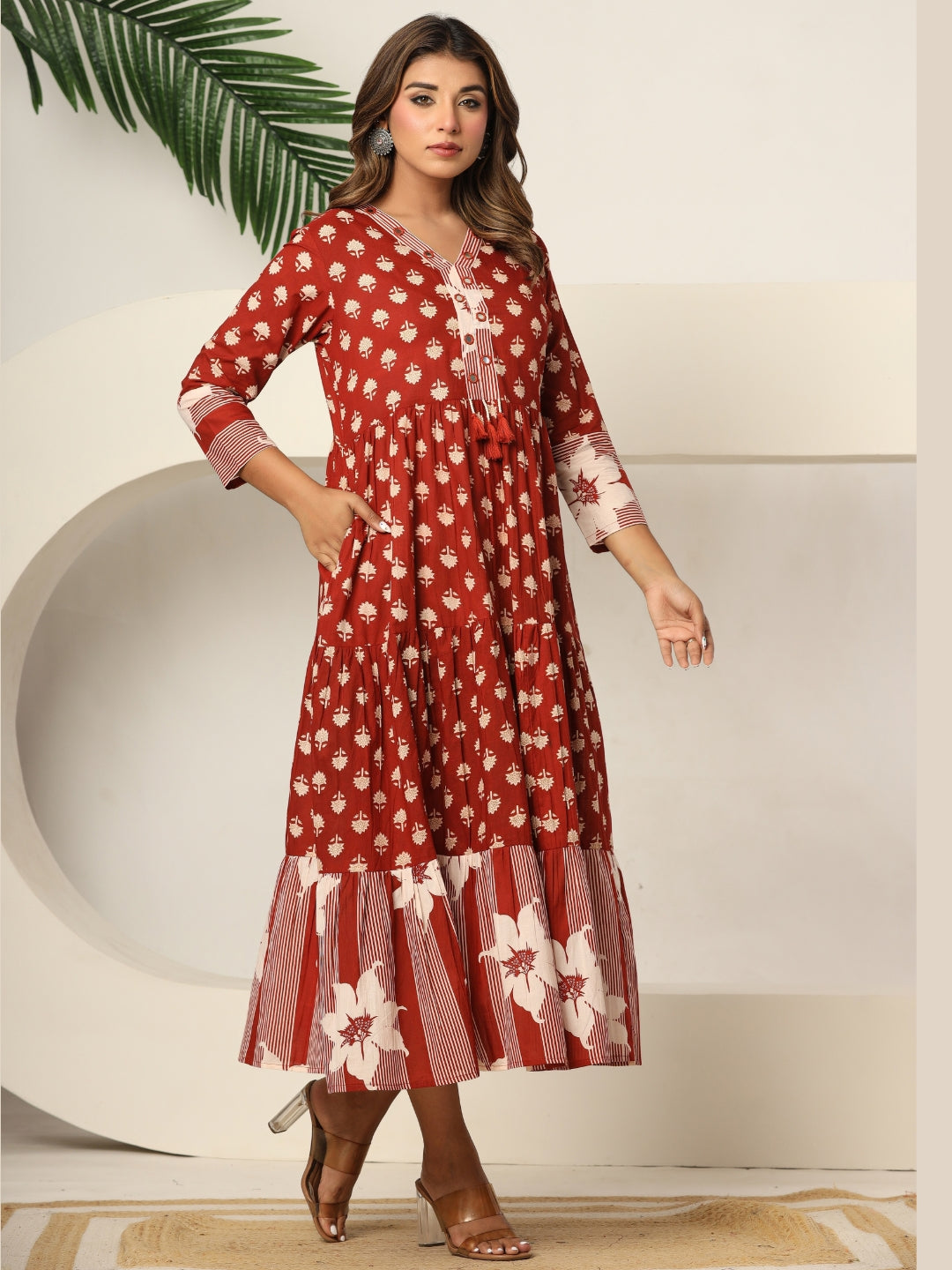 The Gulmohar Edit — Pure Cotton Kantha Mirror-Work Dress