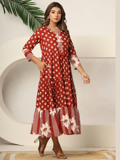 The Gulmohar Edit — Pure Cotton Kantha Mirror-Work Dress