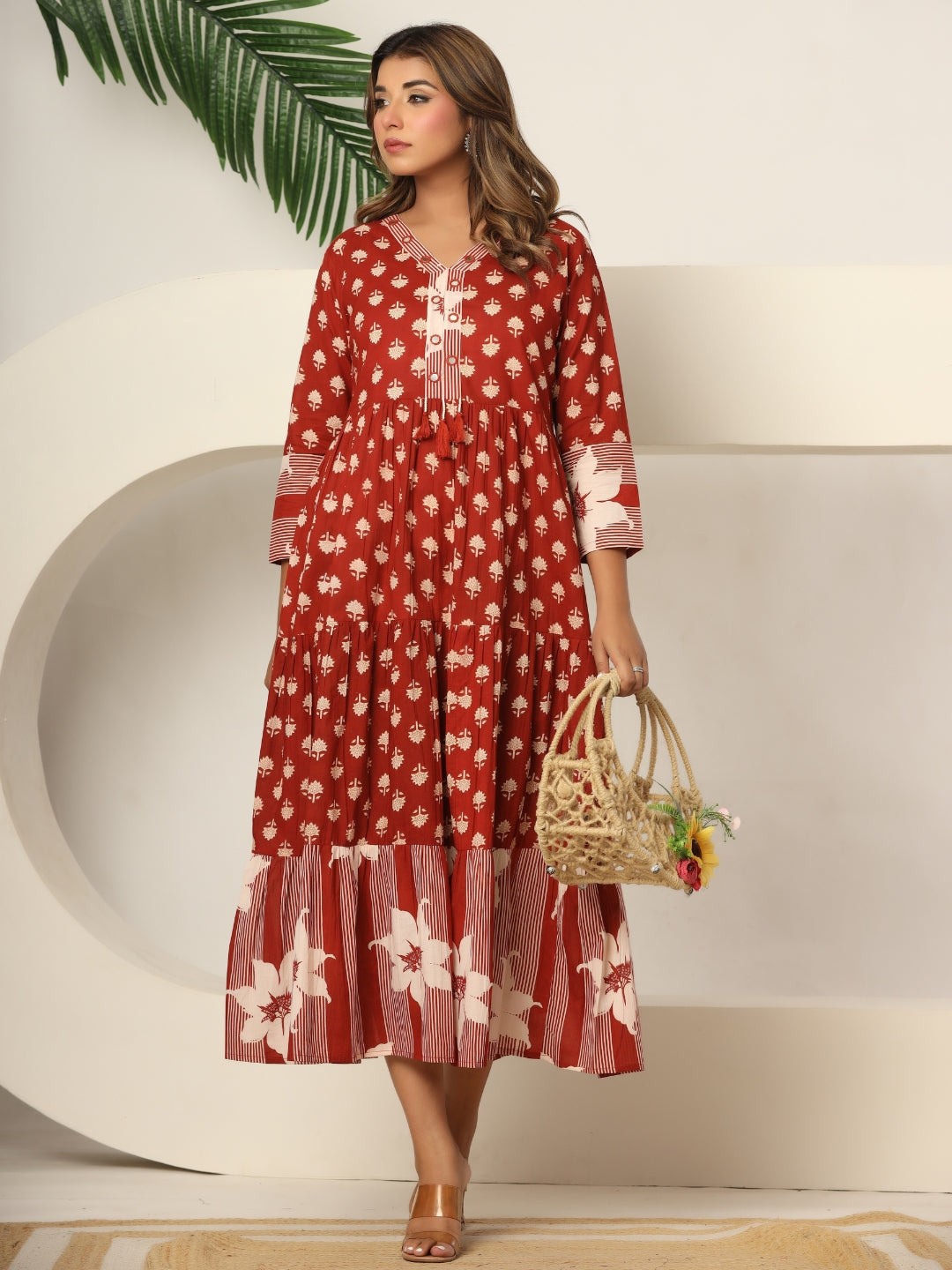 The Gulmohar Edit — Pure Cotton Kantha Mirror-Work Dress