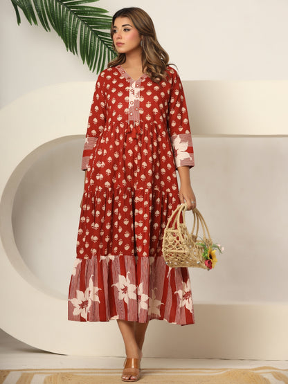 The Gulmohar Edit — Pure Cotton Kantha Mirror-Work Dress