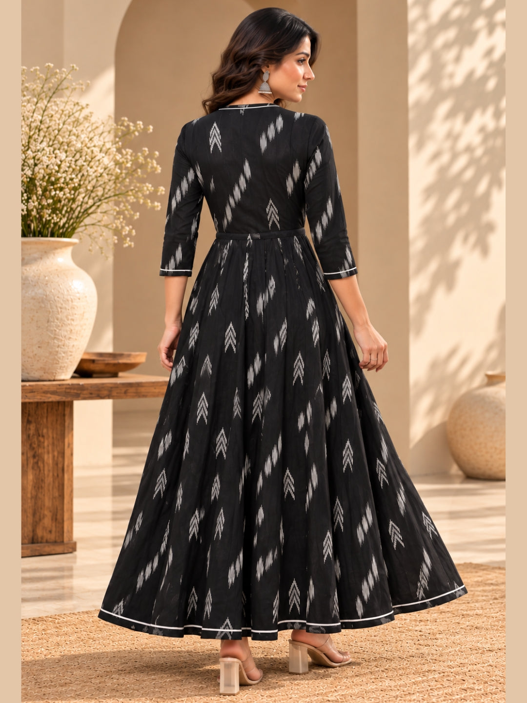 The Noir Ikat Anarkali