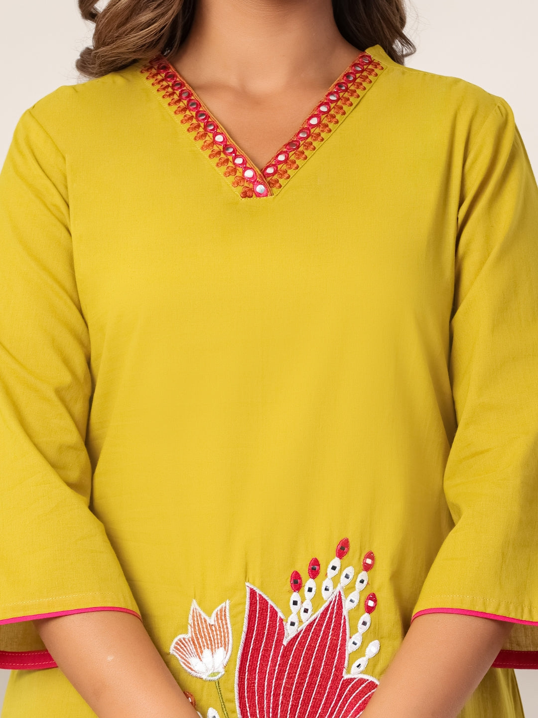Marigold Mood – Pure Cotton Floral Embroidered Kurta Pant Co-ord Set