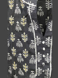 Pure Cotton Hand Embroidered Printed Straight cut Kurta - Black