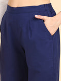 Soft Cotton Solid Color Pant - Blue