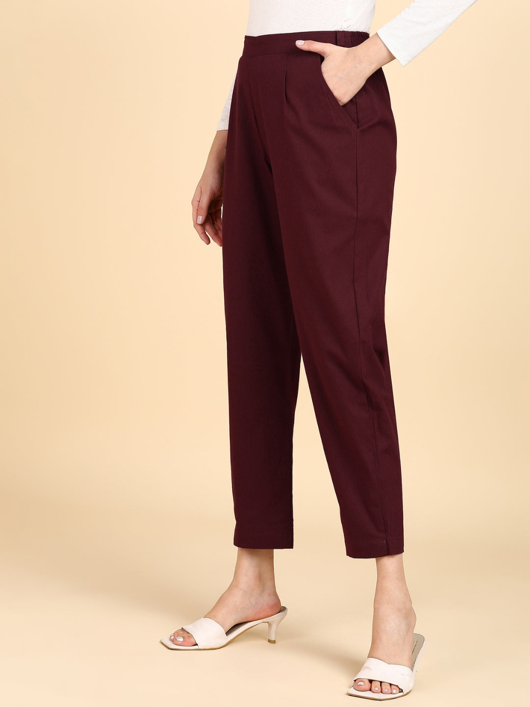 Soft Cotton Solid Color Pant - Maroon