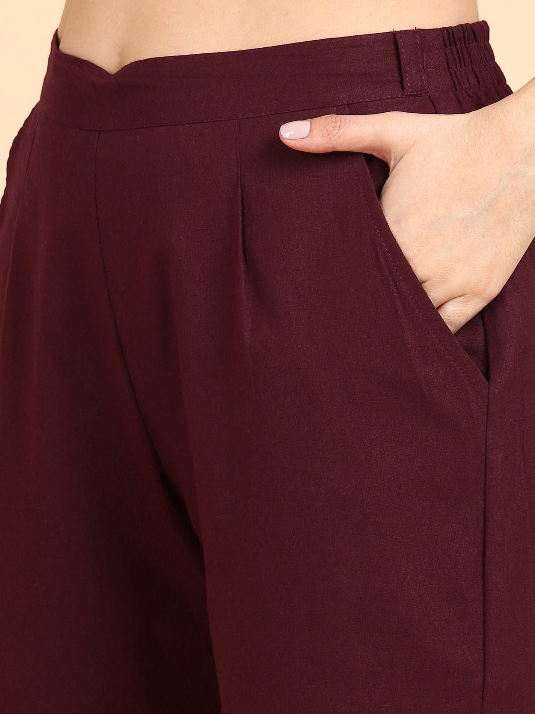 Soft Cotton Solid Color Pant - Maroon