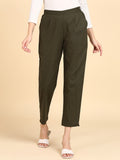 Soft Cotton Solid Color Pant - Olive Green