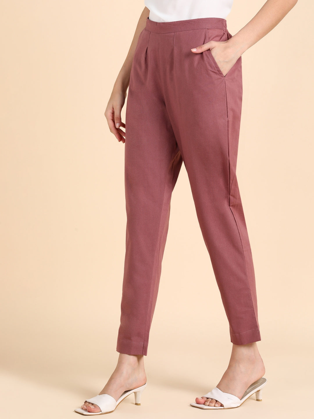 Soft Cotton Solid Color Pant - Rose Pink