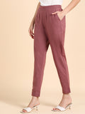 Soft Cotton Solid Color Pant - Rose Pink
