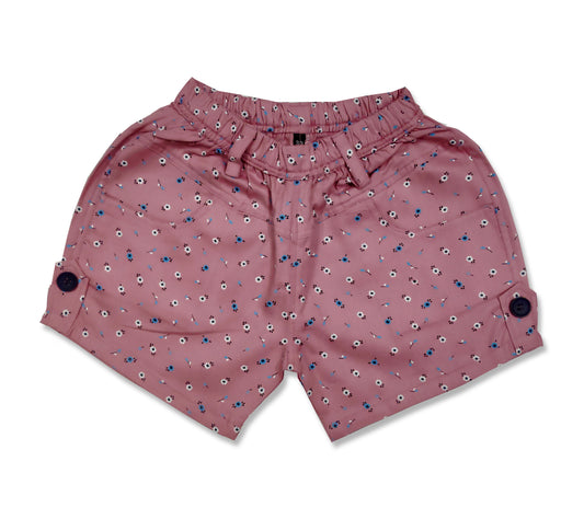 Pure Cotton Floral Girls Shorts - Pink