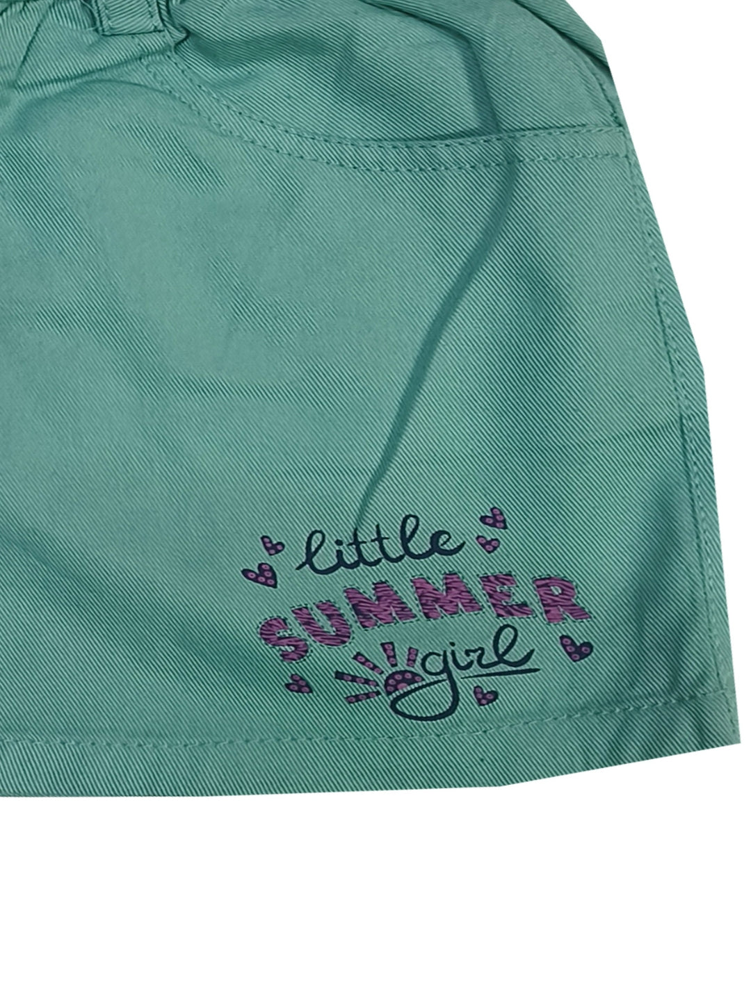 Pure Cotton Graphic Print Girls Shorts - Green