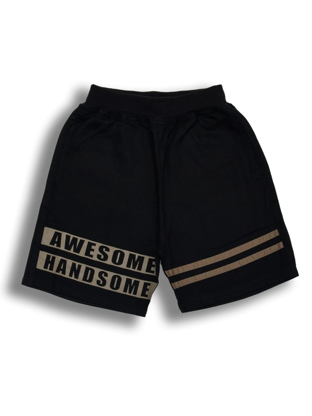 Pure Cotton Typogtaphy Boys Shorts - Black