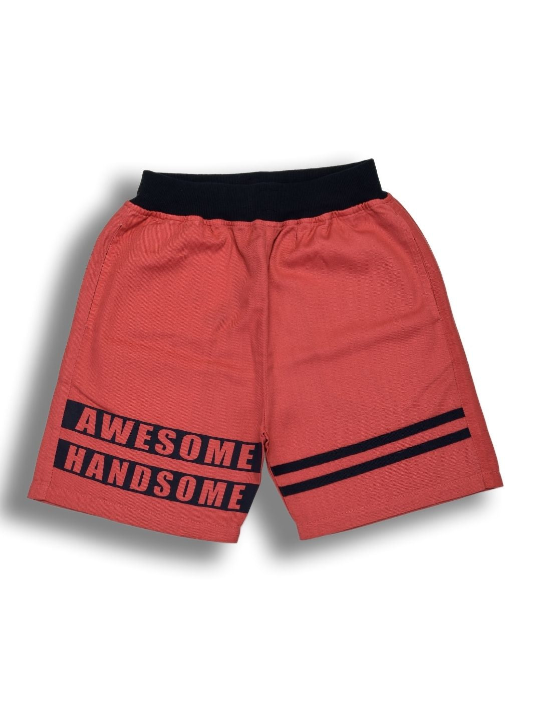 Pure Cotton Typogtaphy Boys Shorts - Tomato