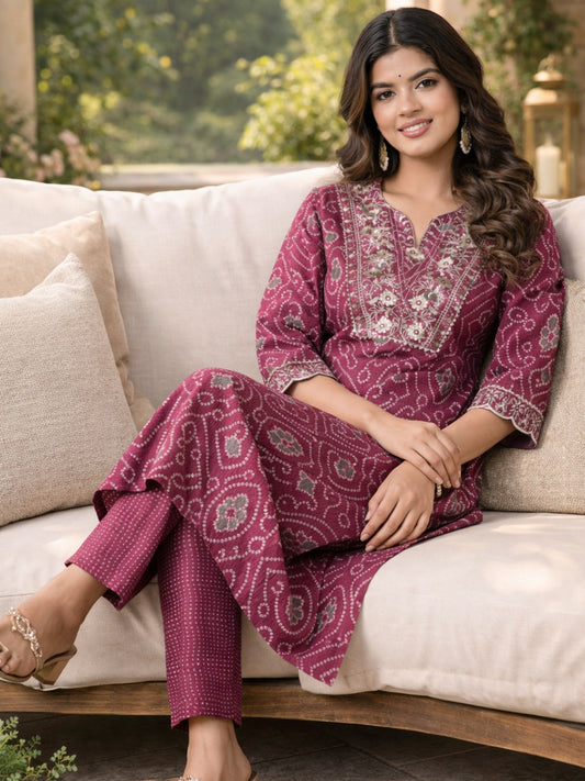 Wine & Shine Pure Cotton Embroidered Set
