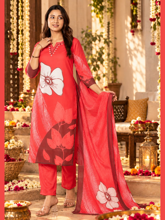 Coral Crush – The 3-Piece Kurta Set