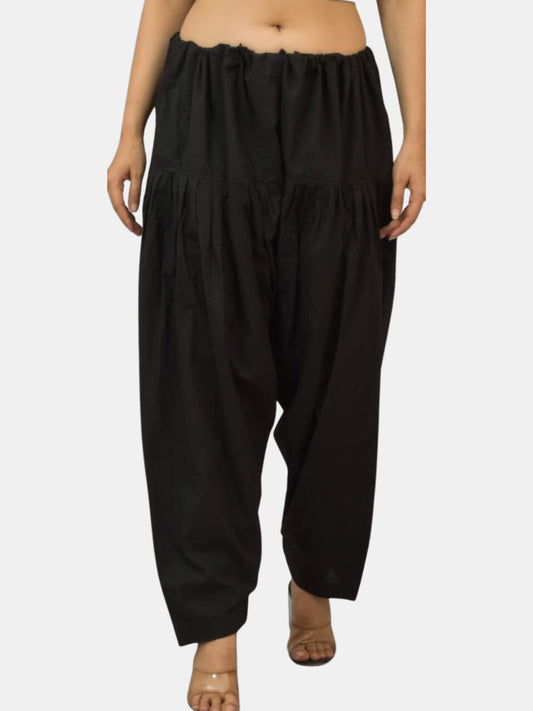 Black - Pure Cotton Solid Color Patiala Pants for women