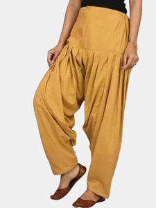 Mustard - Pure Cotton Solid Color Patiala Pants for women